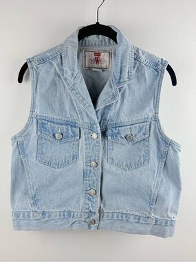 Vintage 90s Women’s Levi's Light Wash Denim Jean Vest Medium Western Trucker